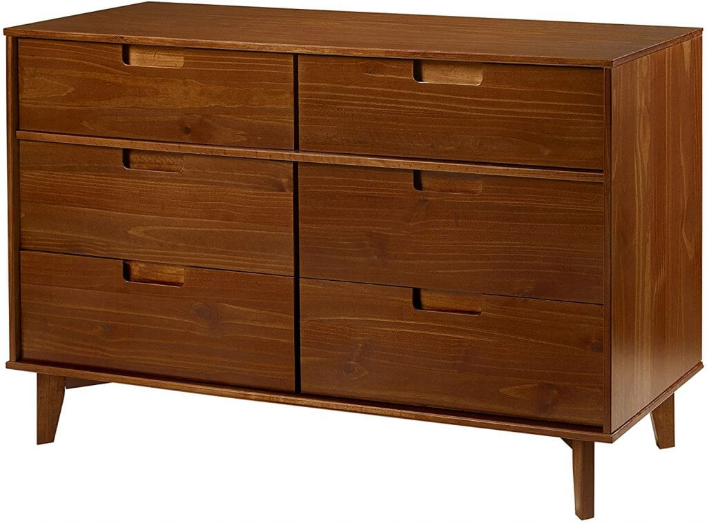 6 Drawer Mid Century Modern Wood Dresser - Walnut