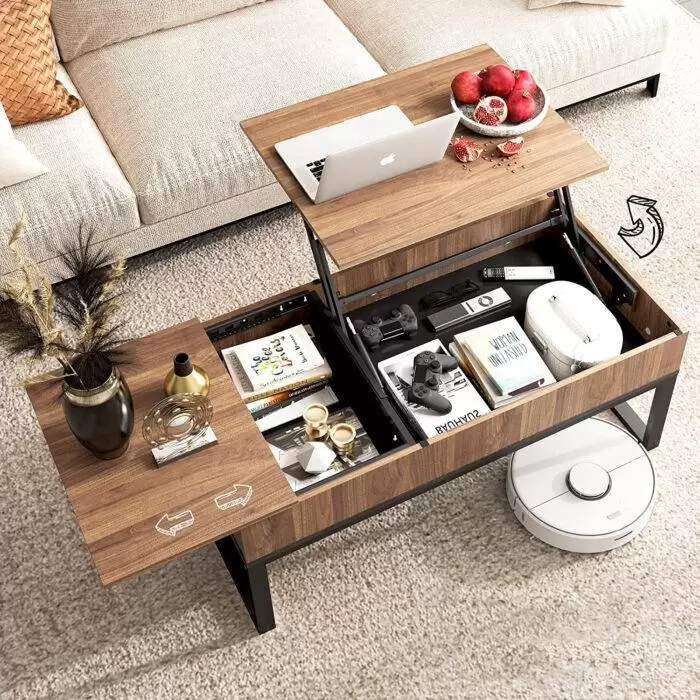 Lift top coffee table storage
