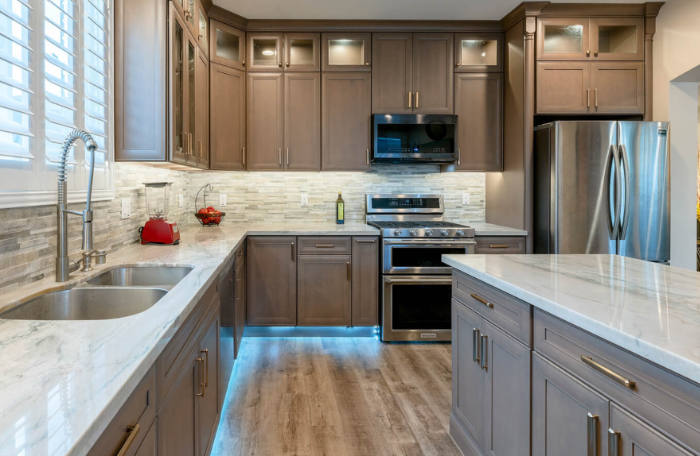 taupe kitchen cabinets