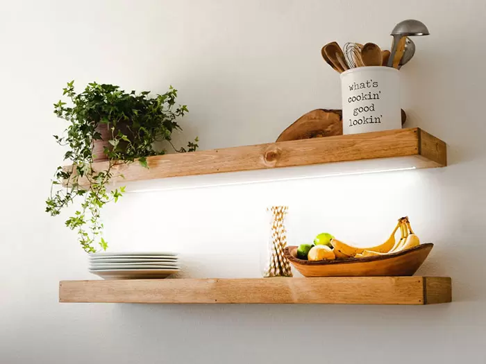 Home Decor Ideas open shelf with lighting